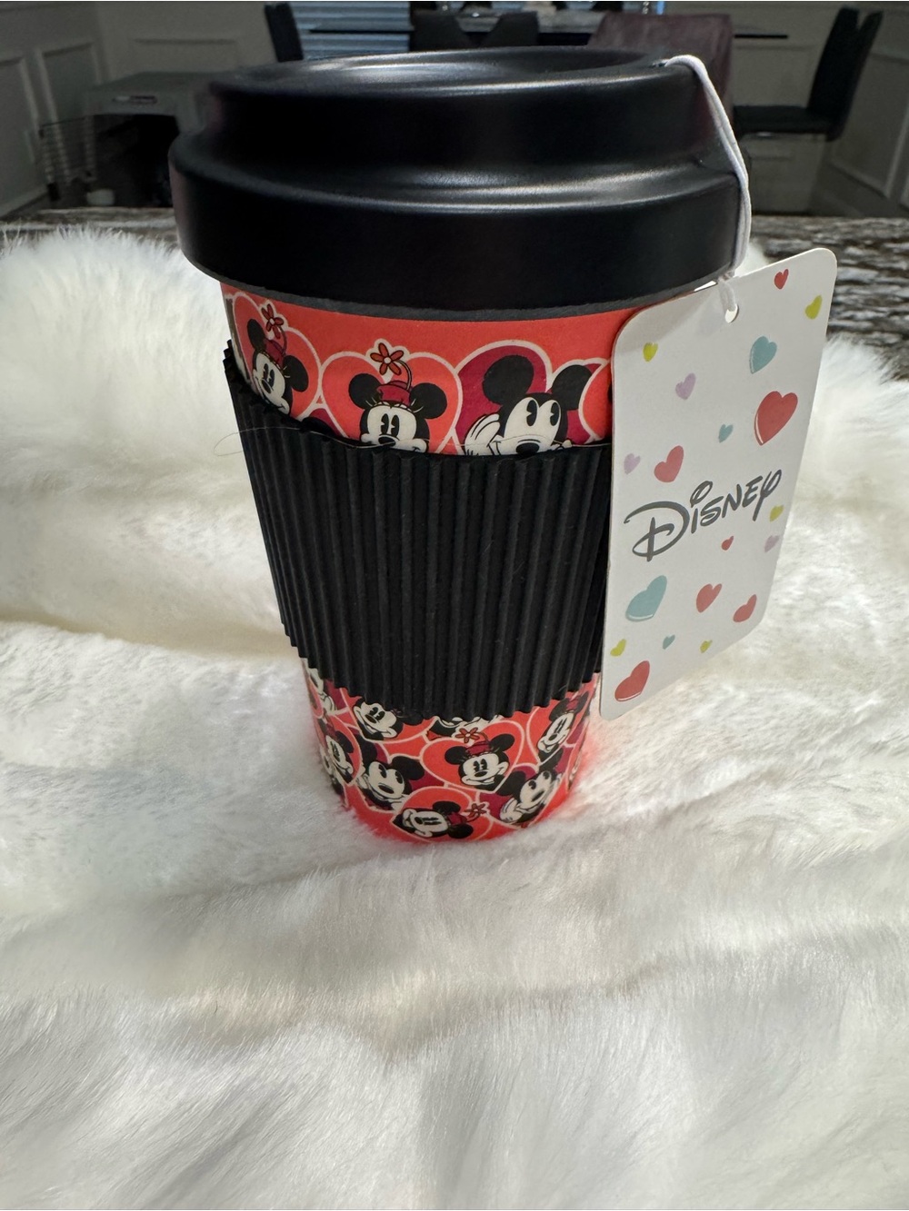 New Disney Red Minnie Mickie Mouse Travel Cup with Black Lid